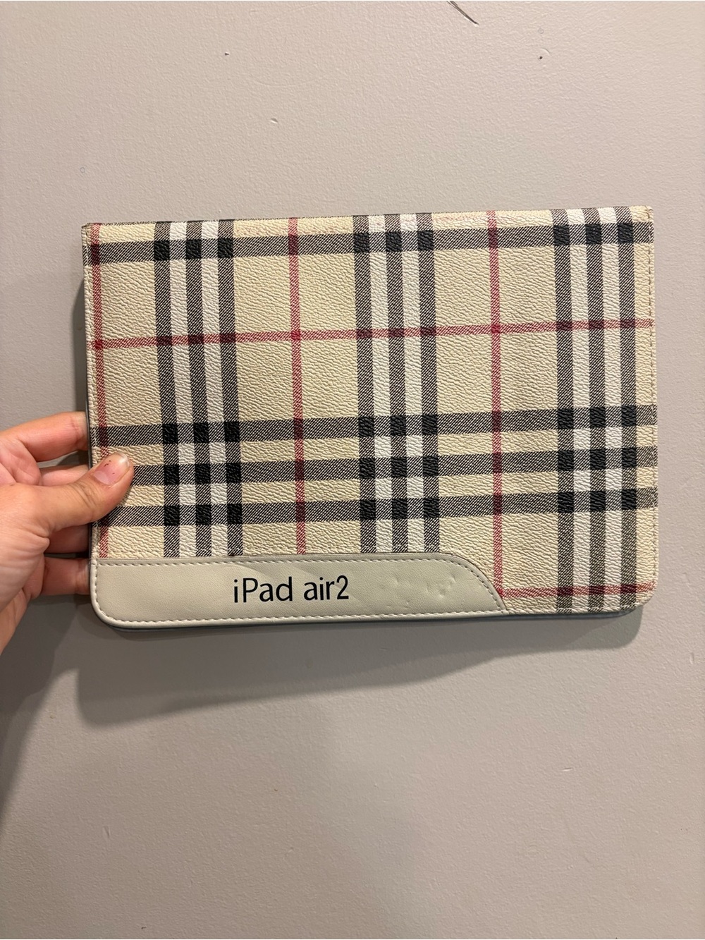 iPad Air 2 Folio Case - Ivory Plaid